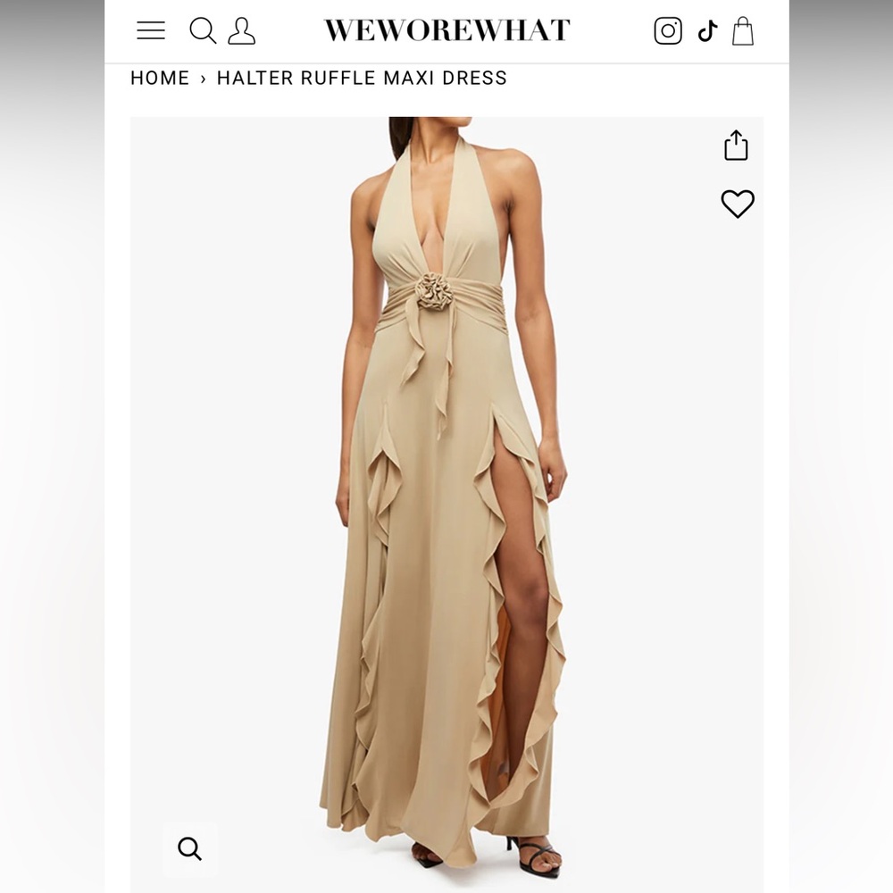 Halter Ruffle Maxi Dress | Safari